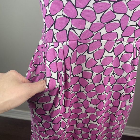 Diane Von Frustenberg DVF 100% Silk Taran Dress Cap Sleeve Pink Pattern Size 4 - Picture 4 of 11